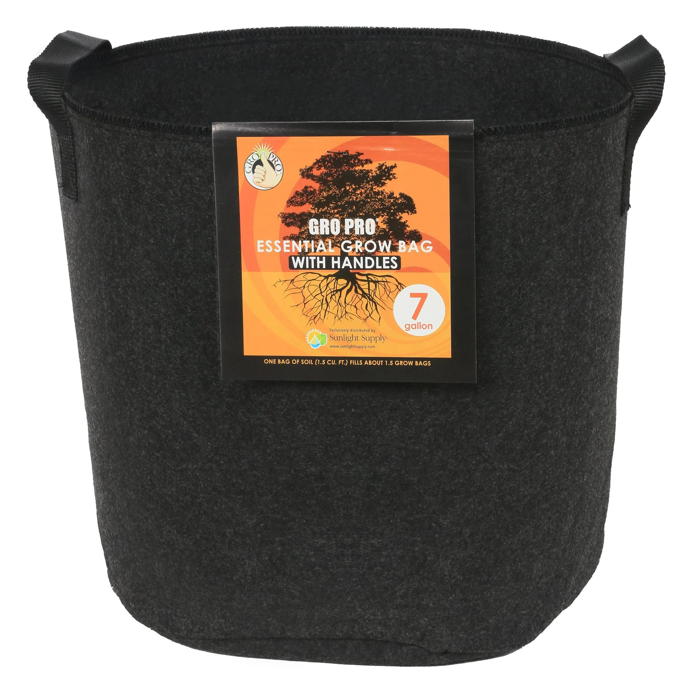 Gro Pro Essential Round Fabric Pots with Handles - Black - Image 3