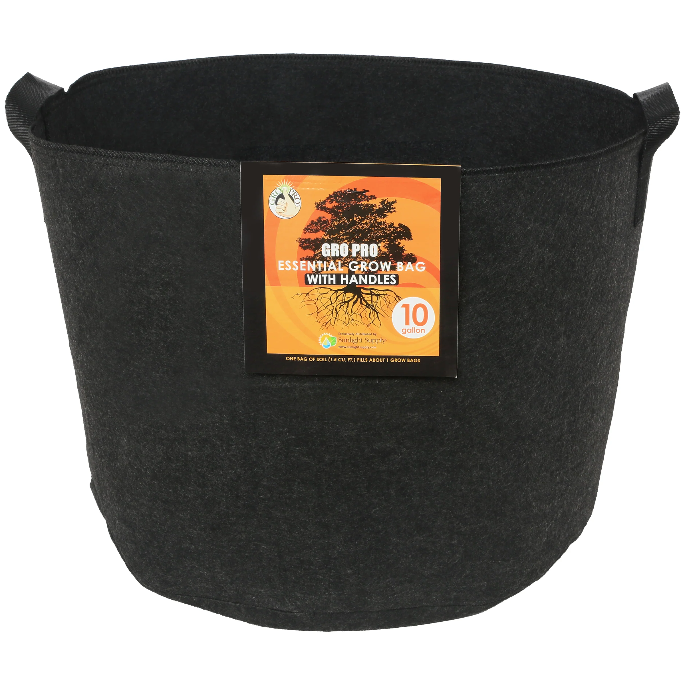 Gro Pro Essential Round Fabric Pots with Handles - Black - Image 4