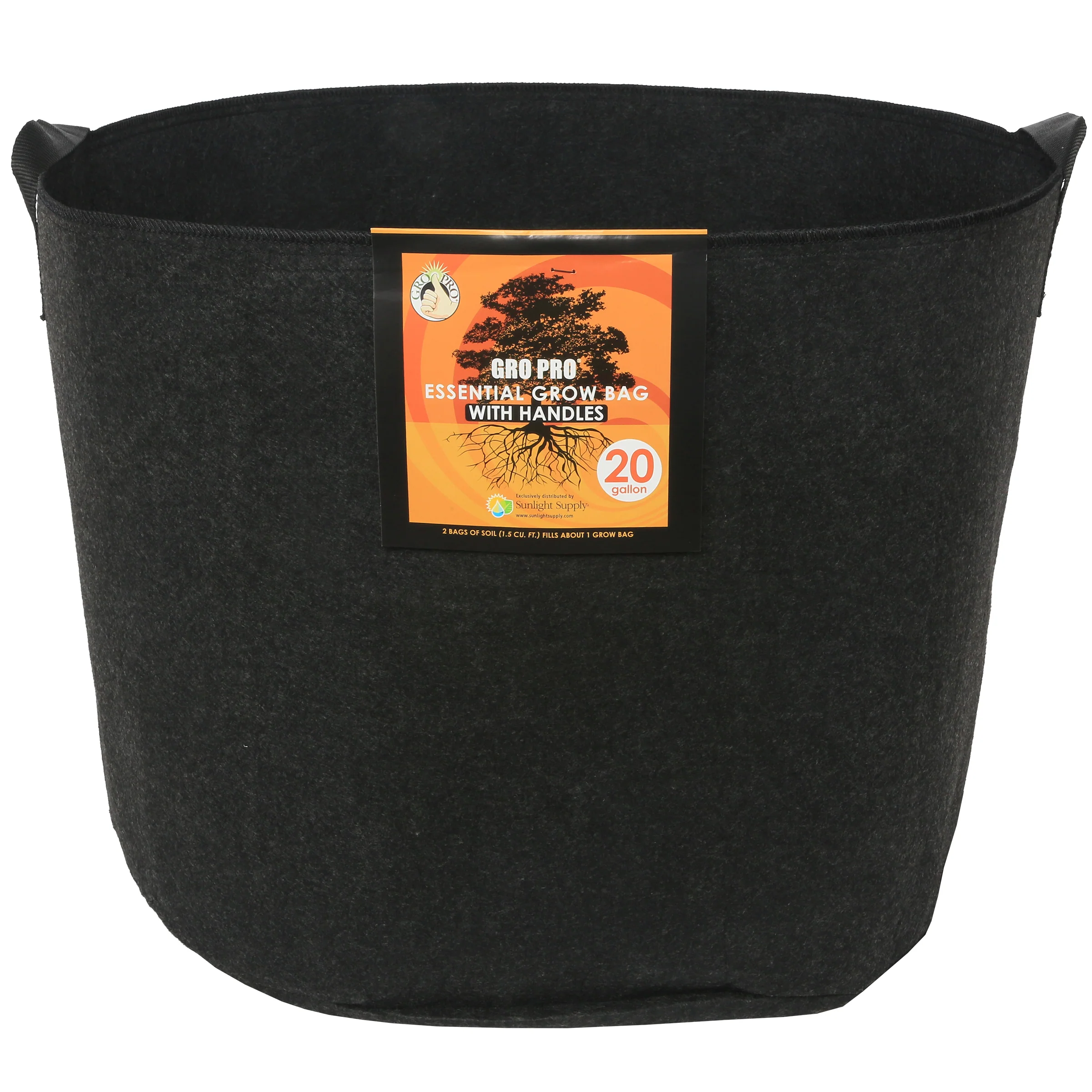 Gro Pro Essential Round Fabric Pots with Handles - Black - Image 6